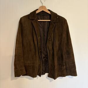 VTG Brown Suede Jacket Blazer Womens Size M Lined Distressed Western Heritage